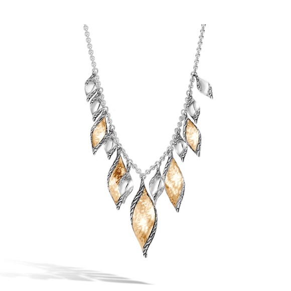 NEW $2195 John Hardy Classic Chain Wave Necklace Sterling 18K 16-18" firm price - Picture 1 of 14